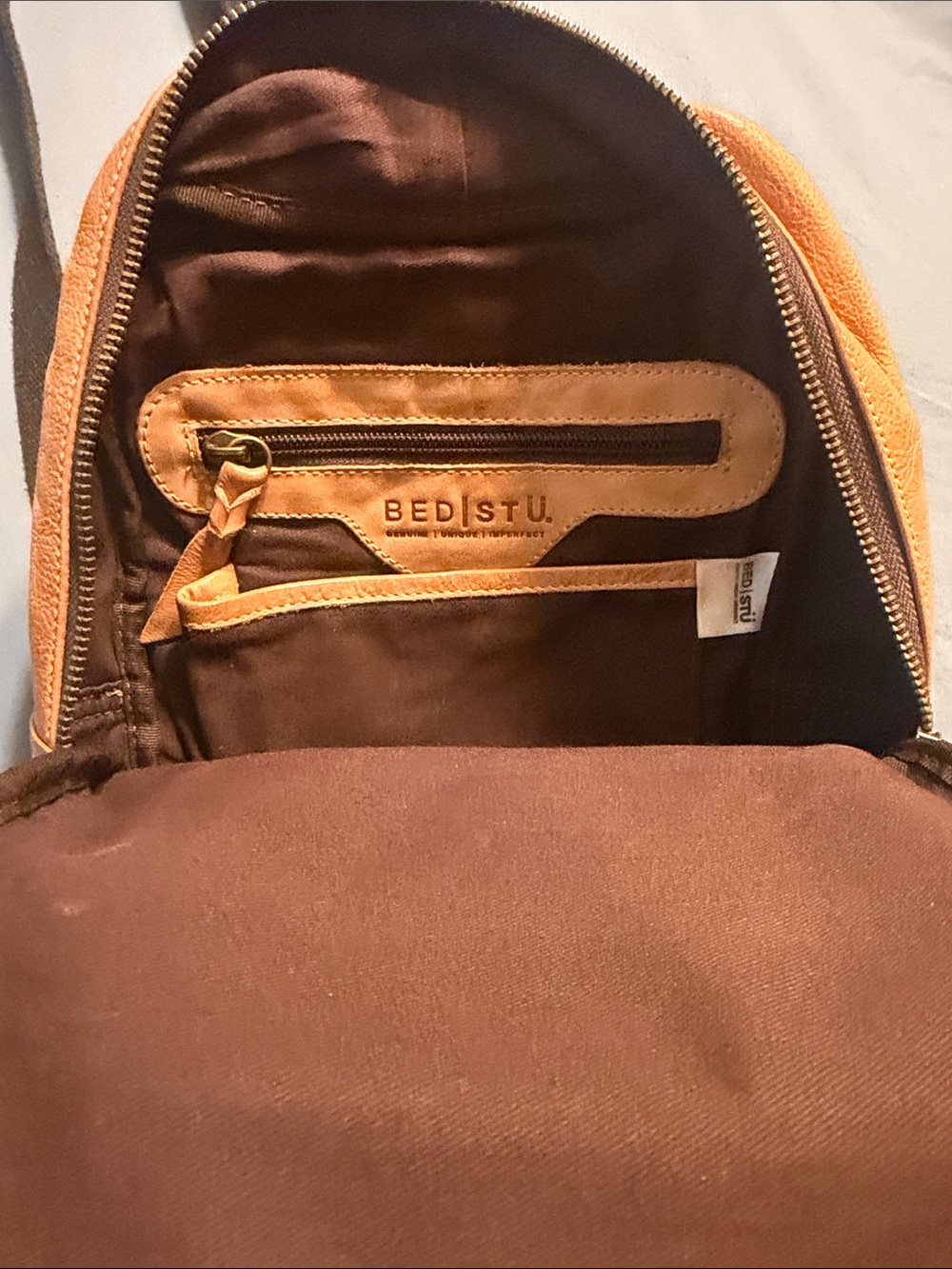 BED|STU Cognac Leather Sling Bag with Brown Strap - Picture 3 of 4